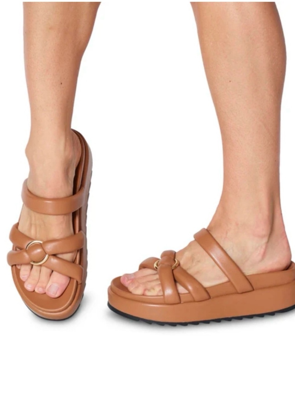 J/Slides Platform Slide Sandals in Tan